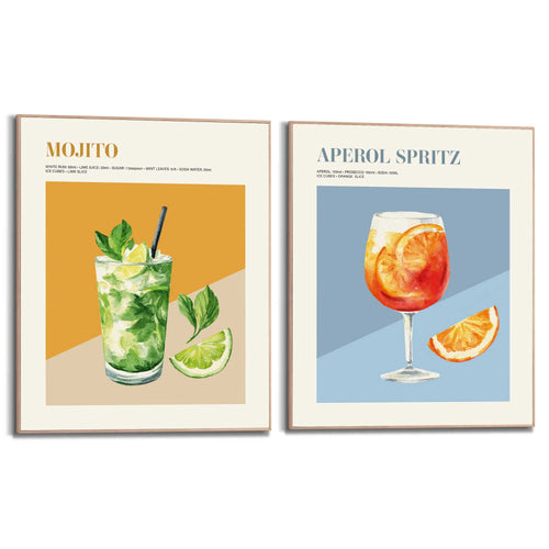 Reinders Cocktail Vibes schilderijen set -  meerkleurig/multi color - keuken - 50x40cm