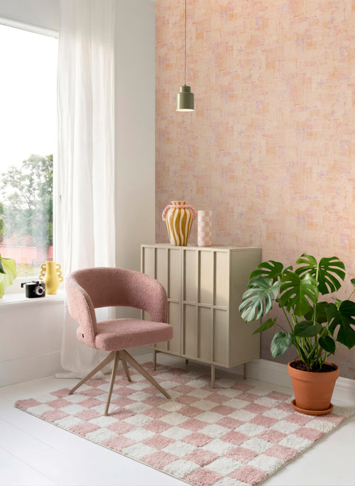 ESTAhome behang schilderachtige structuur perzik roze - 50 x 900 cm - 131846