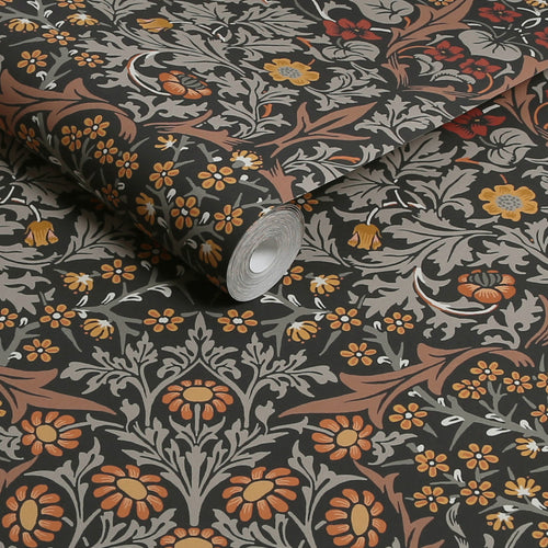 William Morris at Home vliesbehang Blackthorn Charcoal & Burnt Orange - vtwonen shop