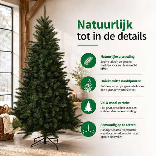 Black Box Trees Toronto Kerstboom - Kunstboom met Frosted Naaldtips voor Bevroren Effect - Kerstversiering voor Binnen - Scharnierconstructie voor
