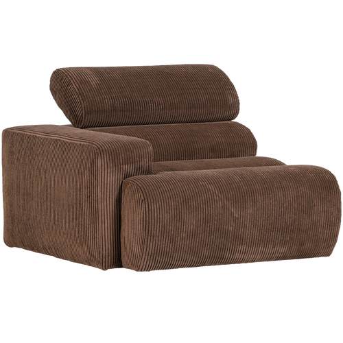 WOOOD 1-zits element bank arm links Novi - Ribstof - Mokkabruin - 86x109x113 - vtwonen shop