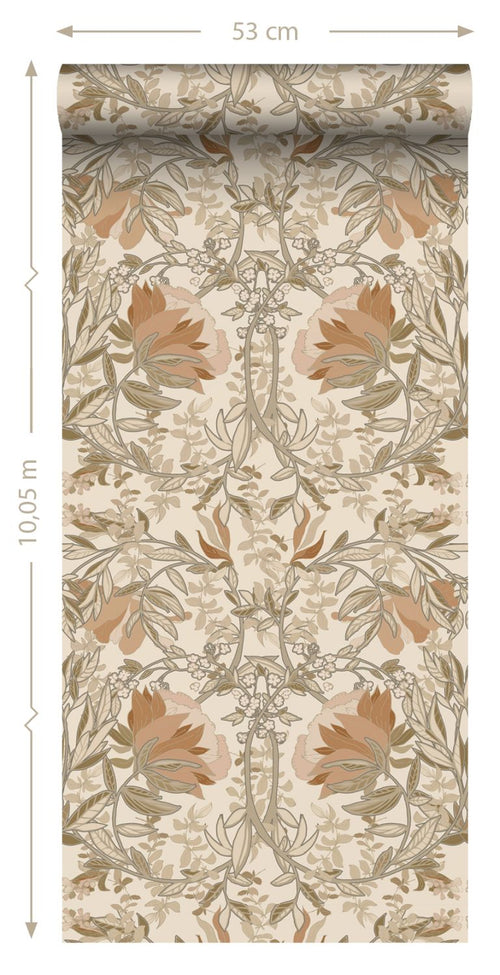 ESTAhome behang vintage bloemen in art nouveau stijl beige 53 cm x 10.05 m 139459