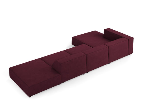 Cosmopolitan Design linker hoekbank Arendal 5-zits, chenille met ribbeleffect, robijn - 166x341x70cm