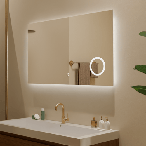 LOMAZOO badkamerspiegel Marseille - met LED verlichting & make up spiegel - rechthoekig - 100 x 60 cm