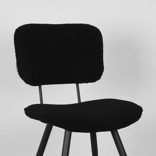 LABEL51 Eetkamerstoel Ted - Zwart Teddy/Metaal - Zithoogte 50cm - Set van 2