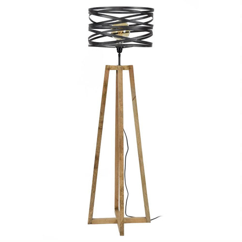 Giga Meubel Vloerlamp Twist - Metaal/Hout - 1-Lichts - 41x41x141cm - vtwonen shop