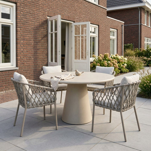 DÉJA Living Eettafel Brunn - Rond Beige Eco Composiet - 130cm