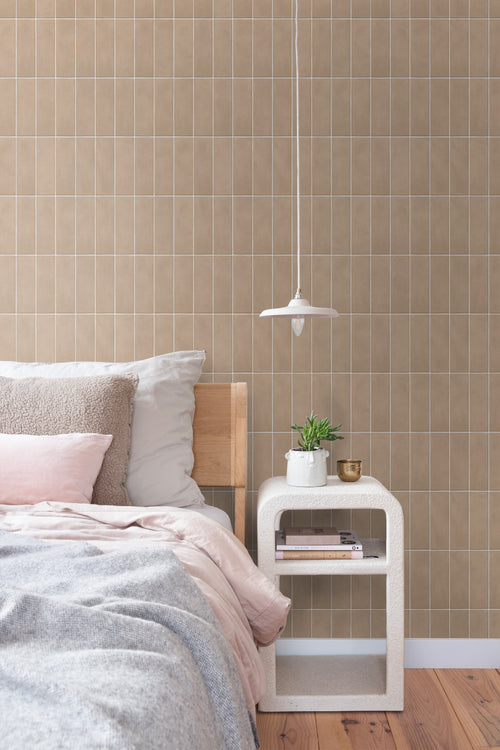 ESTAhome behang tegelmotief beige - 50 x 900 cm - 131536