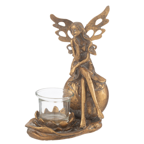 J-Line theelichthouder Vidia - metaal - goud - large