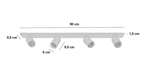 Highlight spot Mila - 4 lichts - 90  x 15   cm - beige - vtwonen shop