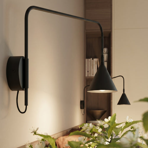 Sollux Lighting Wandlamp NOX 1 zwart met schakelaar - 14x61x30cm