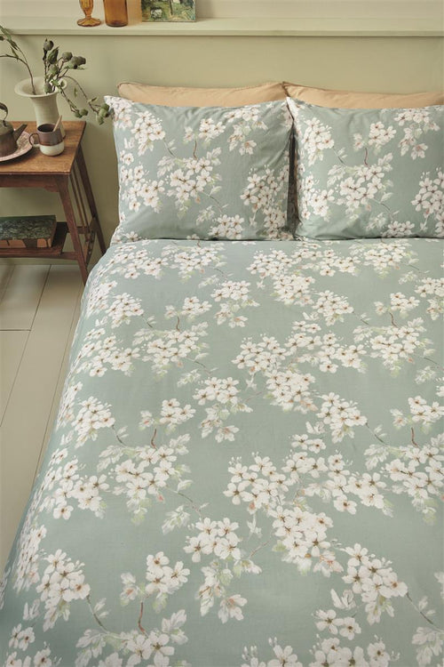 Ariadne at Home dekbedovertrek Blooming Flowers - 200x200/220 cm - blauw groen