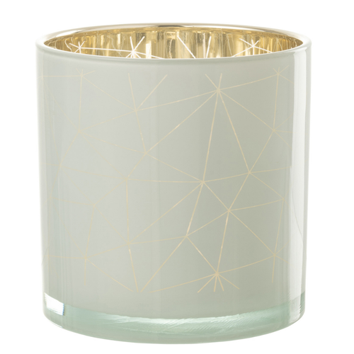 J-Line windlicht Milano - glas - wit/goud - large - vtwonen shop