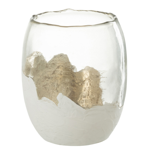 J-Line kaarshouder Wavy - glas - transparant/wit - medium