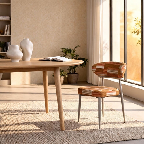 DÉJA Living Eetkamerstoel Nora - Terracotta/Greige Stof - Set van 2