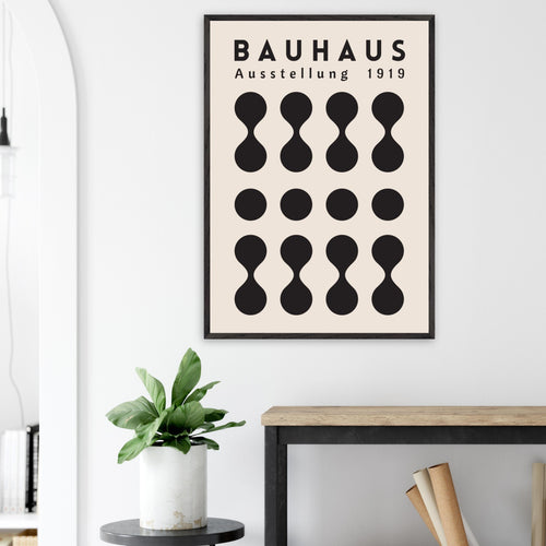 Artfulprints Poster met Lijst Bauhaus - Ausstellung 1919   - 50x70 cm - Zwart / Wit