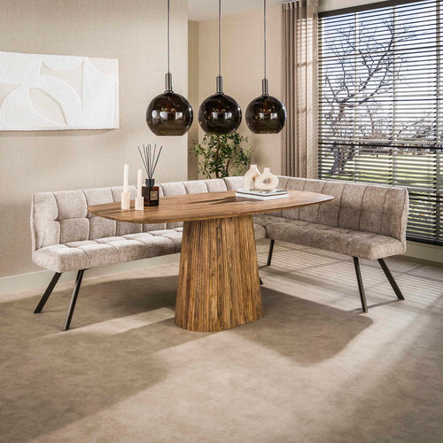 Giga Living Hoekbank Raster - Zand/Bruin Rechts - 230x150x80cm