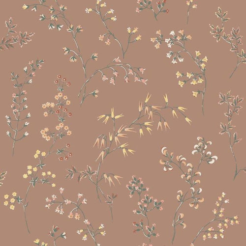 Borastapeter behang veldbloemen terracotta - 53 cm x 10.05 m - 660990 - vtwonen shop