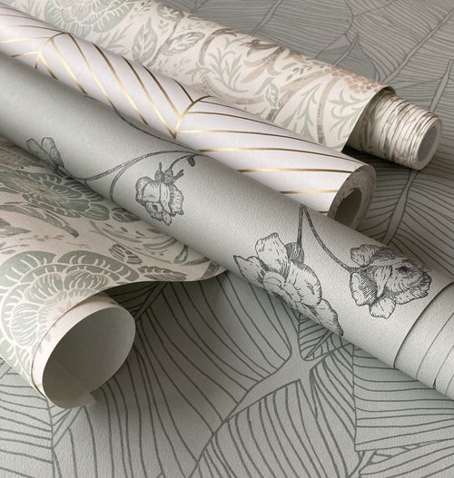 ESTAhome behang bloemen en vogels in art nouveau stijl wit 53 cm x 10.05 m 139294