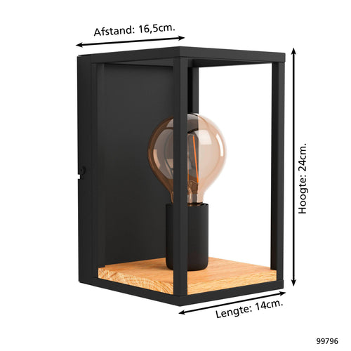 EGLO wandlamp Libertad - e27 - 24 cm - zwart/bruin