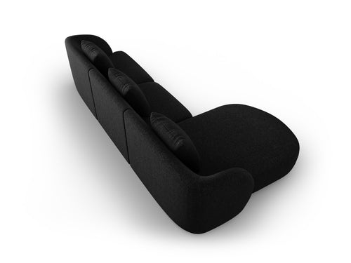 Cosmopolitan Design linker hoekbank Tulum 4-zits, chenille, zwart - 156x255x70cm