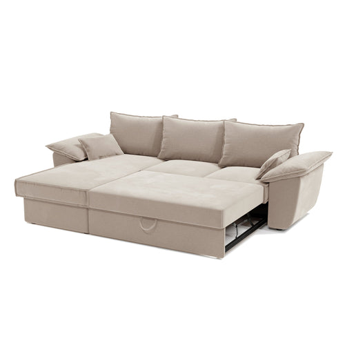 Sia Home - Hoekbank links SASHA - Fluwelen stof - Beige - 257cm - vtwonen shop