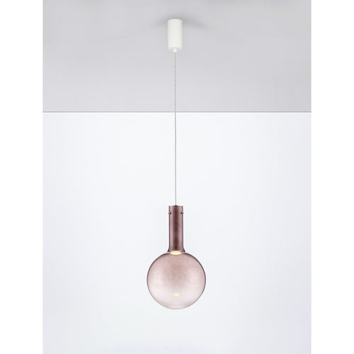Nova Luce NOSTOS Bolvormige hanglamp voor plafond, bruin, goud, mat wit, Triac dimbare LED 6W 330lm 3000K