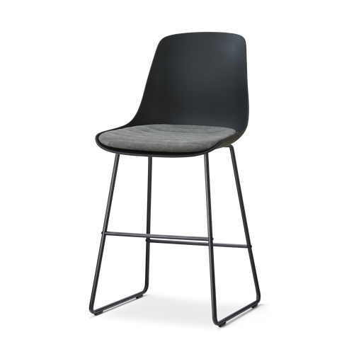 Nolon Nino-Liv barkruk zwart met zeegrijs zitkussen - zwart onderstel - 65 cm - vtwonen shop