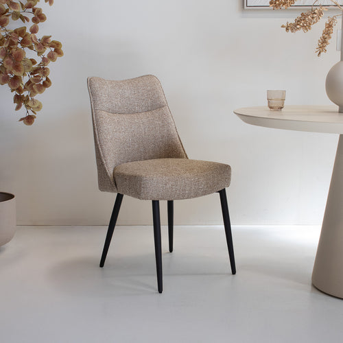 DÉJA Living Eetkamerstoel Meau - Taupe/Zwart - Zithoogte 47cm - Set van 2 - vtwonen shop