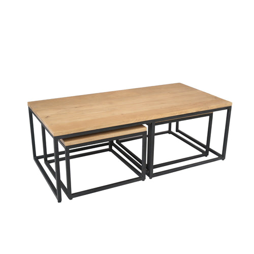 Starfurn Salontafel Dakota - Rechthoekig Naturel Hout - Set van 3