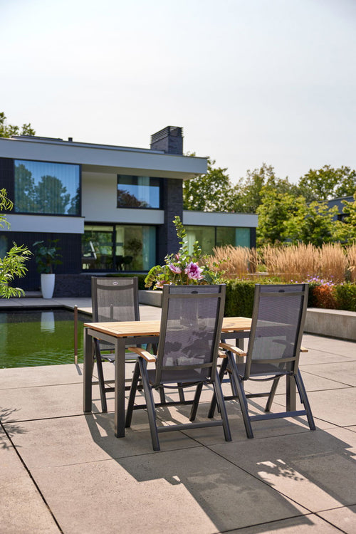 Hartman Tuinstoel Troy - Teak Antraciet - Verstelbaar - vtwonen shop