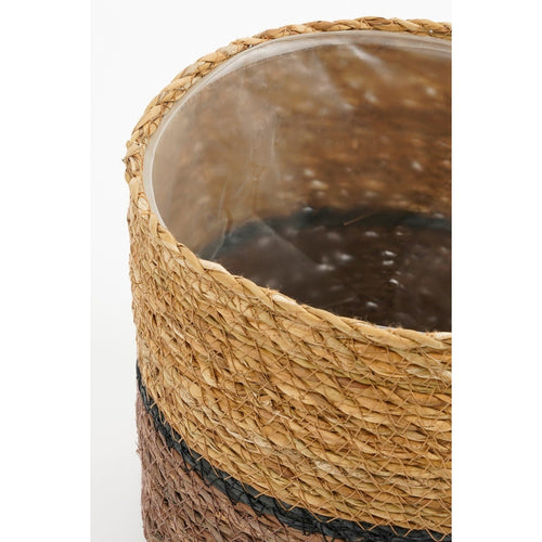 Mica Decorations Damian Plantenmand - Set van 2 - H20 x Ø20 cm - Zeegras - Bruin