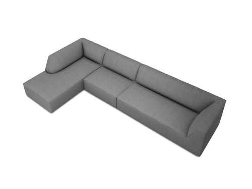Micadoni linker hoekbank Ruby 5-zits, structurele stof, grijs - 180x366x69cm