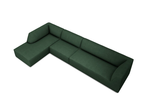Micadoni linker hoekbank Ruby 5-zits, structurele stof, groente - 180x366x69cm