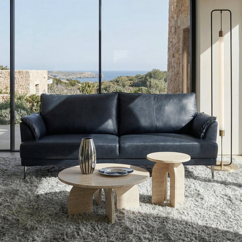 Furnhouse 3-zitsbank Soul - Zwart - Leer - 90x195x88