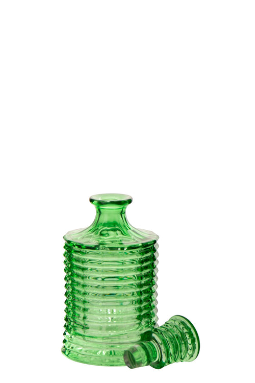 J-Line karaf Geribbeld - glas - groen
