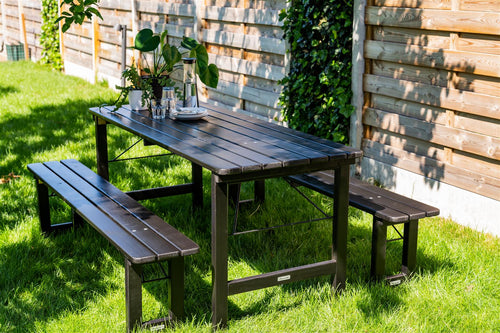 MaximaVida inklapbare picknicktafel Riga 200 x 70 cm blackwash - FSC vurenhout