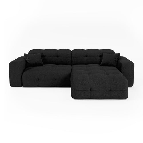 Premium Interiors - Rechthoekige hoekbank COCOON - bouclé-stof donker antraciet 230cm