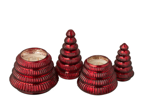J-Line geurkaars Boom Geribbeld - glas - kerstrood - large - vtwonen shop