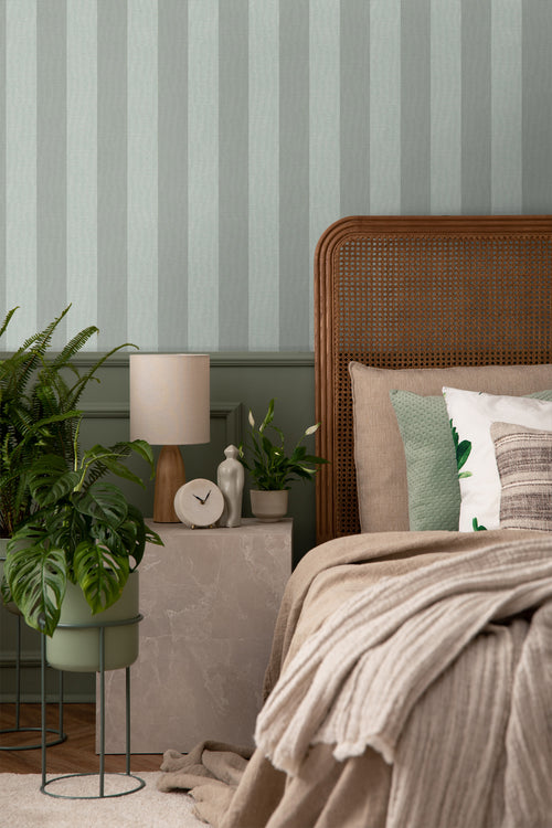 Sanders & Sanders behang strepen vergrijsd groen - 53 cm x 10 m - 640422 - vtwonen shop