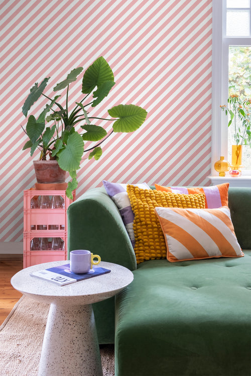 ESTAhome behang strepen roze en wit - 50 x 900 cm - 139953 - vtwonen shop