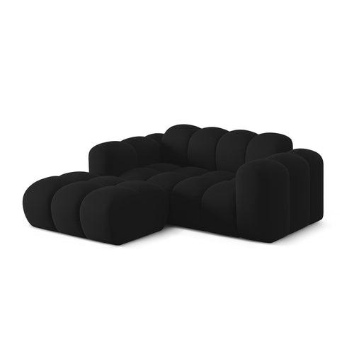 Cosmopolitan Design - Linker hoekbank Treno 2-zits, flueel zwart - 164x180x70cm