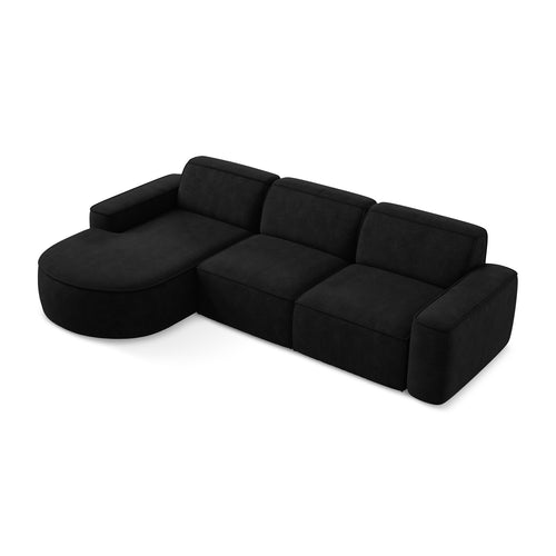 LaMiaSofa hoekbank links Melissa - chenille stof - zwart - 284x166x70