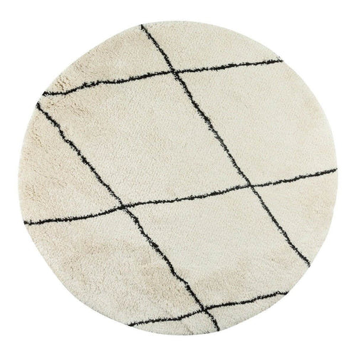 Interieur05 Berber Rond vloerkleed hoogpolig Wit/Zwart - scandinavisch - nea - 200 x 200 cm - vtwonen shop