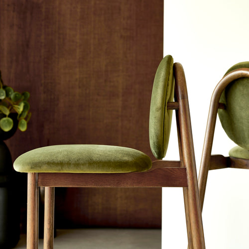 Tikamoon Counterstoel in massief eikenhout en groen fluweel - Donkergroen