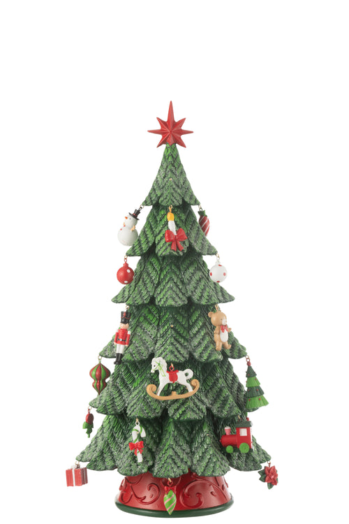 J-Line decoratie Kerstboom Ornamenten - polyresin - mix - small - LED lichtjes