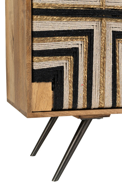 J-Line kast Geweven Draadontwerp - hout - naturel/zwart