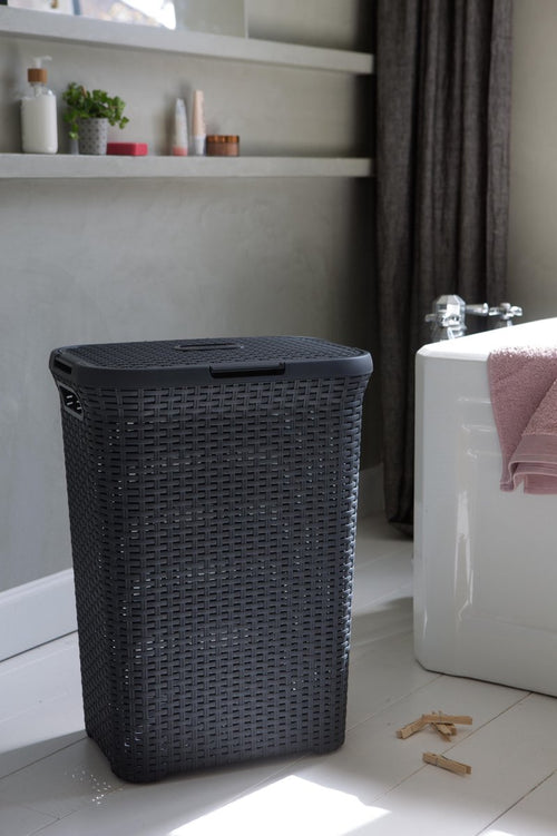 Curver Style Wasmand met Deksel - 60L - Antraciet - vtwonen shop