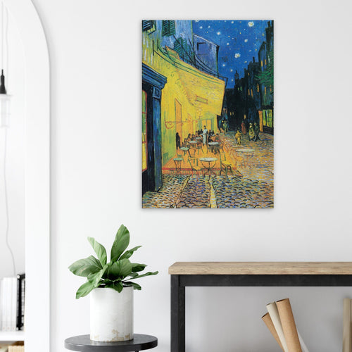 Artfulprints Canvas Vincent van Gogh – Caféterras bij nacht canvas - 75x100 cm - Geel