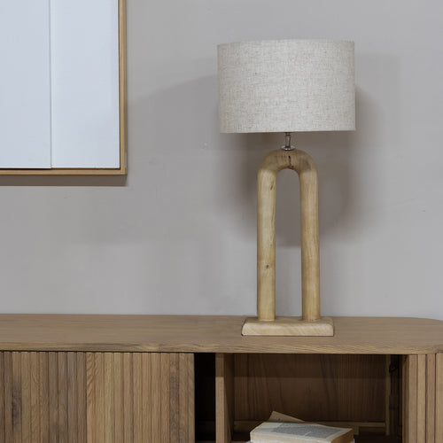 Giga Meubel Tafellamp Micky - Naturel - Mangohout - 60cm